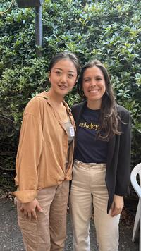 Angie Zhao (author of the article) and Jessica Ross (Assistant Director of the COE in MCAH) standing together at Jupiter Pizza in Berkeley